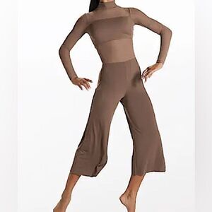 WEISSMAN Balera Dance Costume Culotte Unitard With Mesh MJ11187 LC-large child